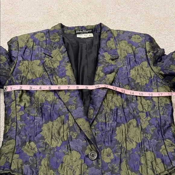 Salvatore Ferragamo Purple and Green Floral Silk Blazer - Picture 7 of 8